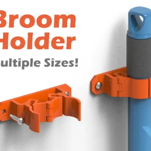 Broom Holder – Adjustable Wall Mount, 3D printed, holding a mop handle on a wall