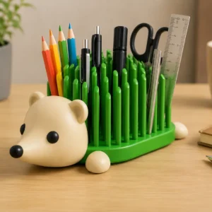 Hedgehog Desk Organiser holding pens, pencils and scissors